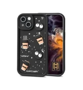 MAGICHUB iPhone 15 Back Case Cover | Cute Fun Cartoon 3D Ball Coffee Silicone Case | Body Protection | Camera Protection | Shock Proof | Colour Black | (Black)
