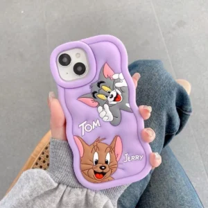 MIDOS Back Cover Compatible with iPhone 15 Soft Silicone 3D Cute Cartoon Full Protective Case for iPhone 15 (Purple)