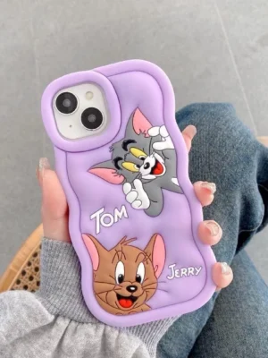 MIDOS Back Cover Compatible with iPhone 15 Soft Silicone 3D Cute Cartoon Full Protective Case for iPhone 15 (Purple)