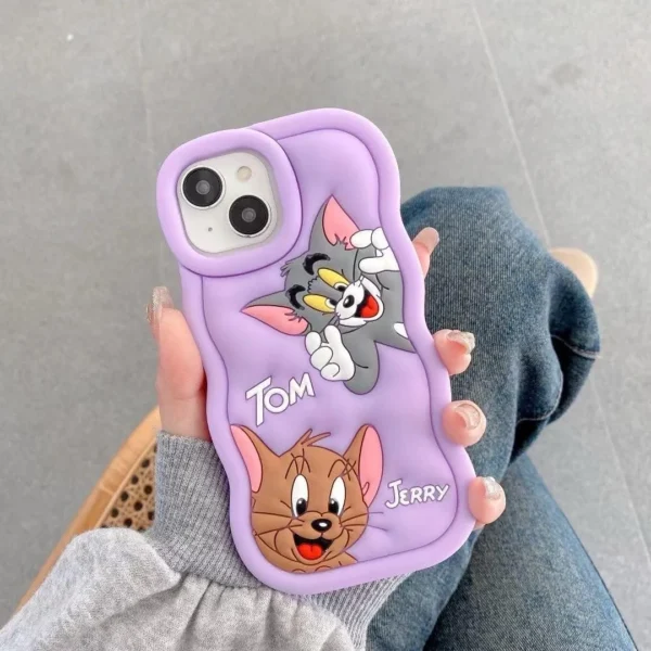 MIDOS Back Cover Compatible with iPhone 15 Soft Silicone 3D Cute Cartoon Full Protective Case for iPhone 15 (Purple)