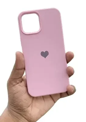 M7 iPhone 12/12 Pro Back Cover – Cute Phone Cases with Soft Silicone Gel, Full Protection & Heart Design (Pink) | Mobile Cover for Girls
