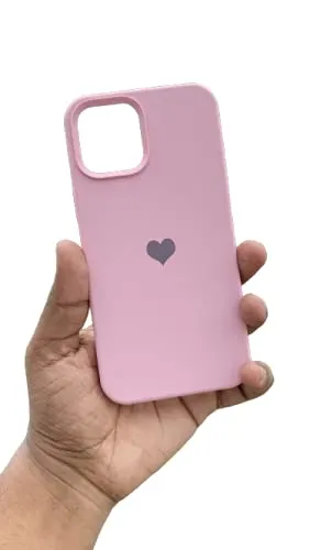 M7 iPhone 12/12 Pro Back Cover – Cute Phone Cases with Soft Silicone Gel, Full Protection & Heart Design (Pink) | Mobile Cover for Girls
